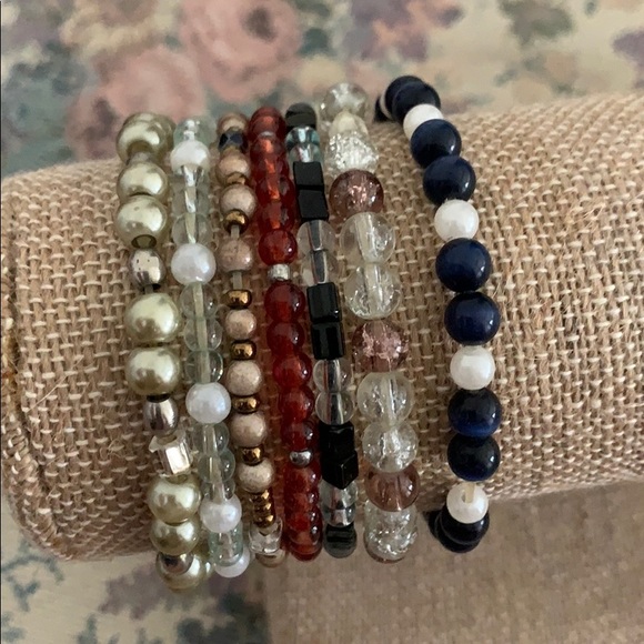 WOMENS BEADED STRETCH BRACELETS STACKABLE - Picture 1 of 6